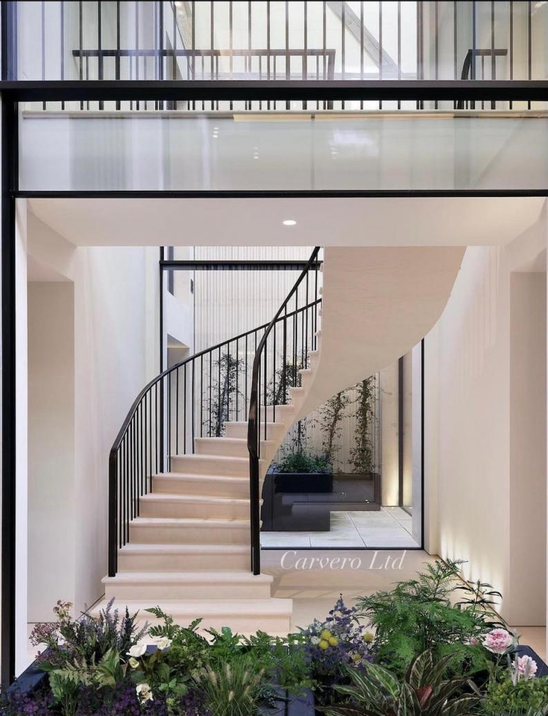 Floating - Post tensiFloating - Post tensioned stone staircase Kensington, Londononed stone staircase