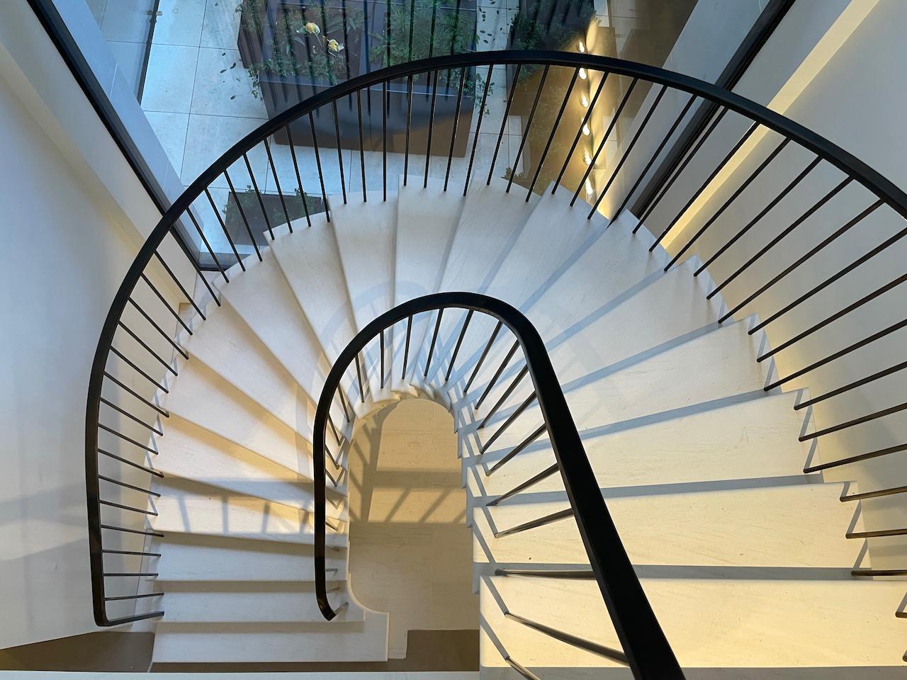 Floating - Post tensioned stone staircase Kensington, London